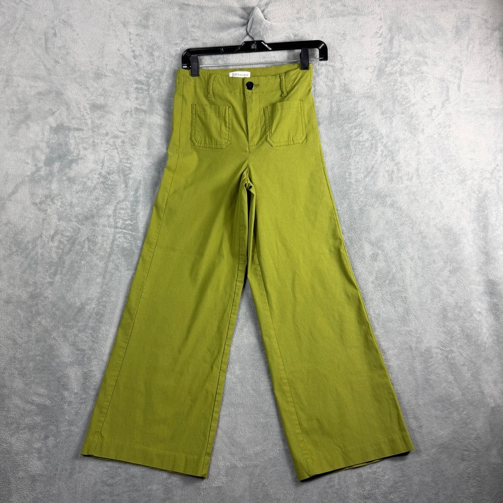 Jules & Leopold Womens XS Green Wide Leg Pants High Rise Boho Office Siren J53